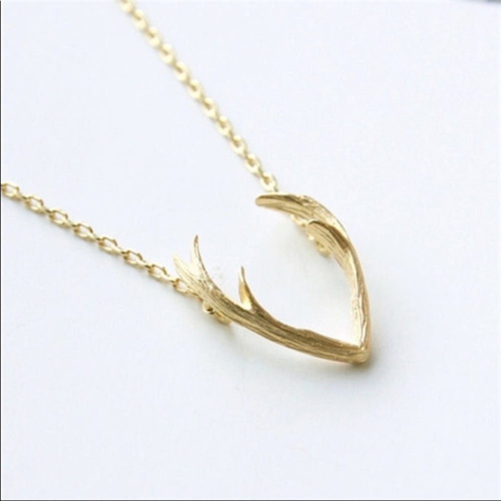 Golden Threads Antler Pendant Necklace